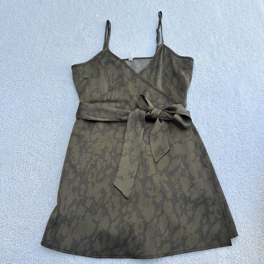 Urban Outfitters Olive Camo Wrap Romper Silky Belt Tie XS